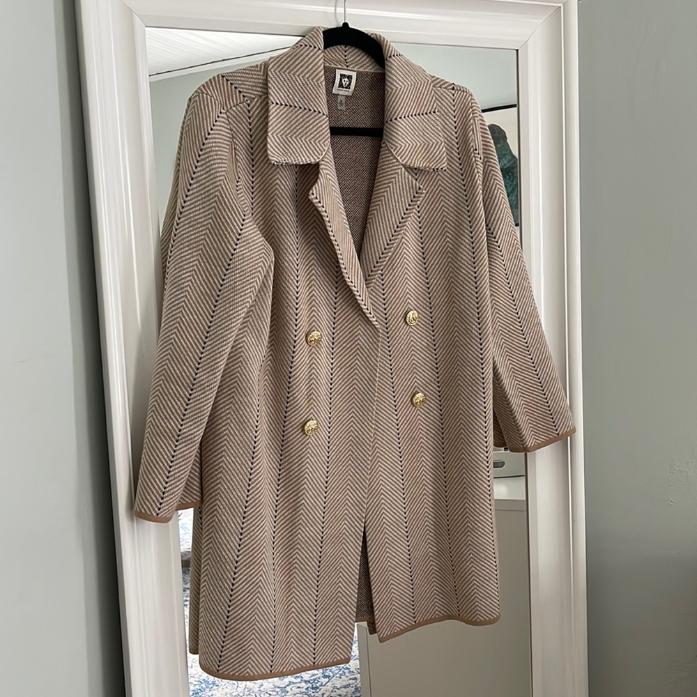 Cream long line open blazer by Anne Klein